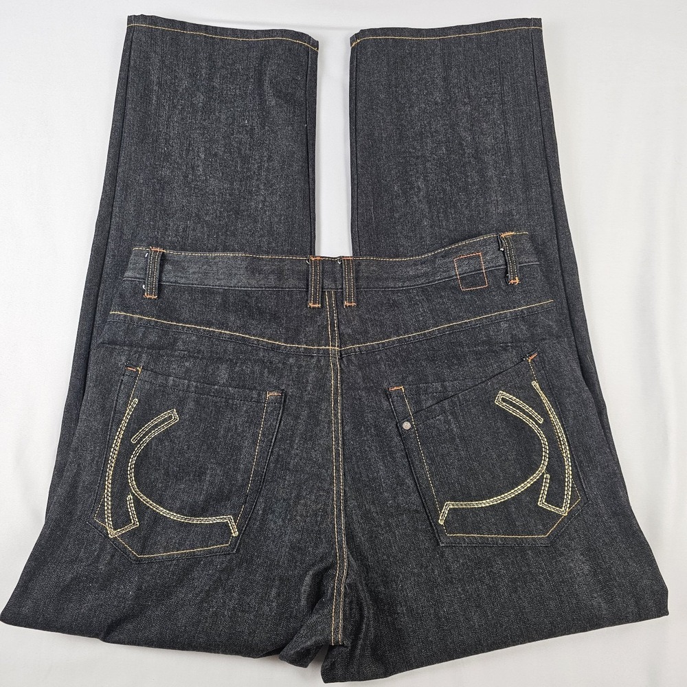 Vintage Karl Kani Gold Jeans Men 40x34 Dark Wash Embroidered Hip Hop - Picture 6 of 7